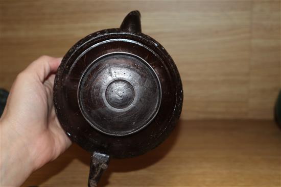 An 18th century Chinese Export famille rose teapot, cover and a similar dish